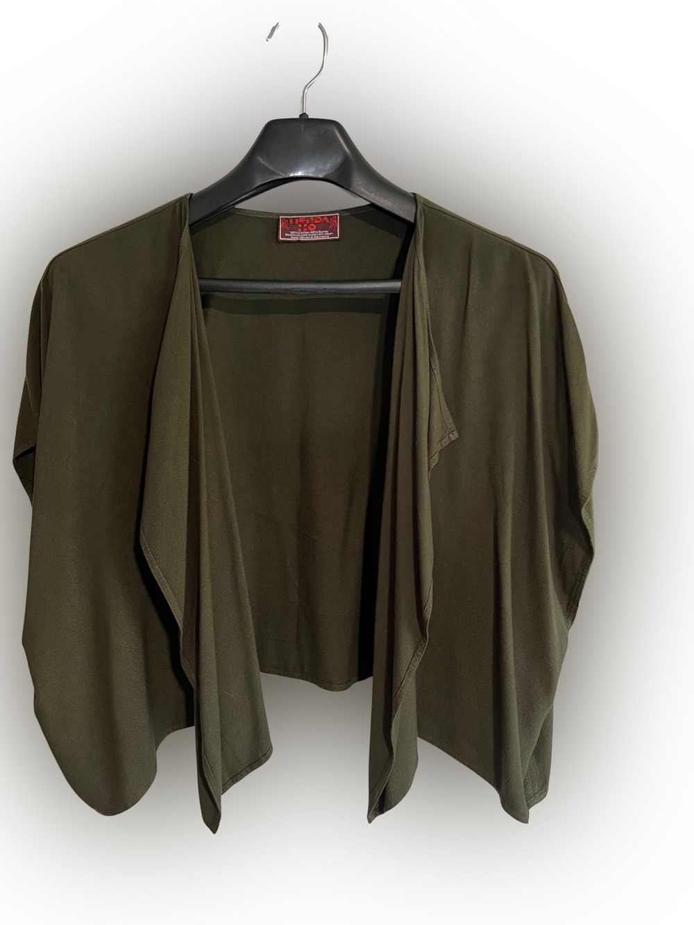 Olive Open-Front Women's Medium-weight Cotton / Rayon Cardigan / Shrug Fits M/L